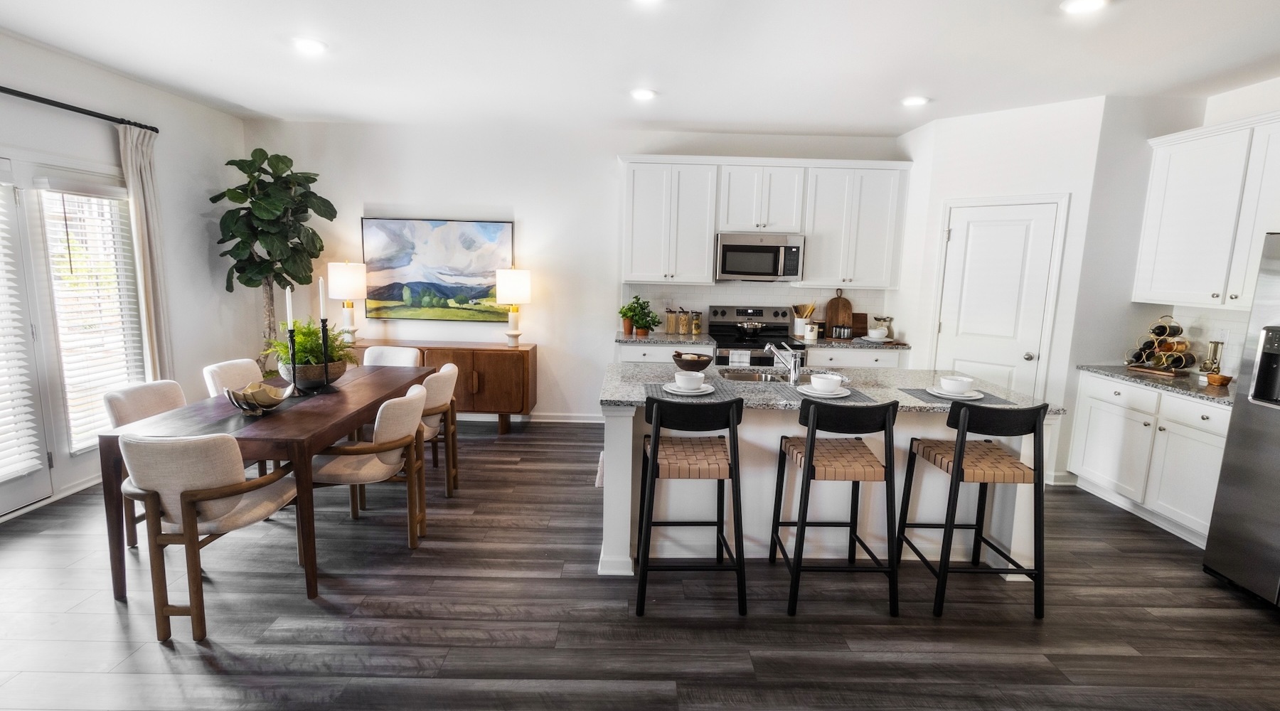 Feel at Home kitchen showing counterspace and bright lighting and modern appliances